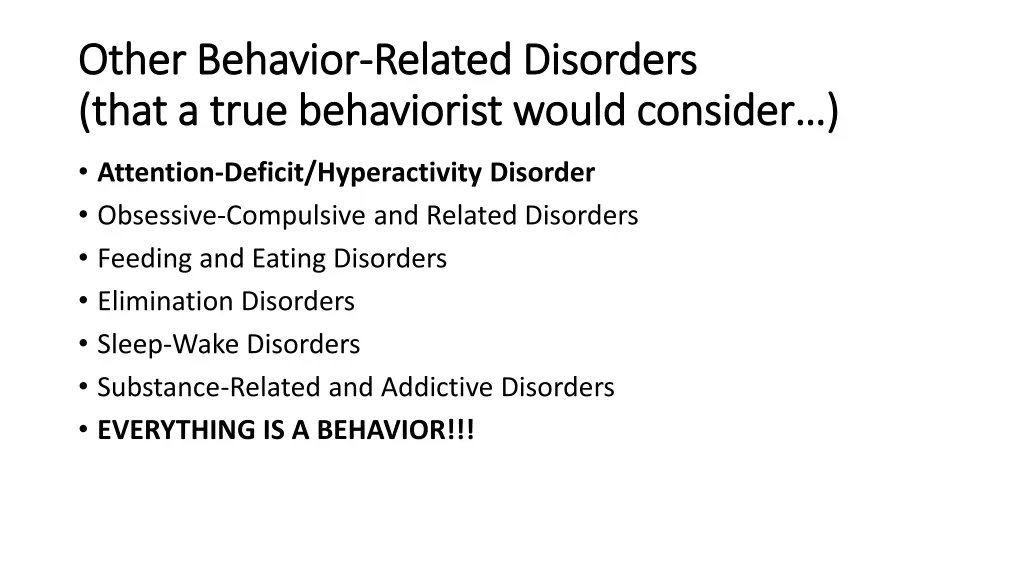 other behavior other behavior related disorders