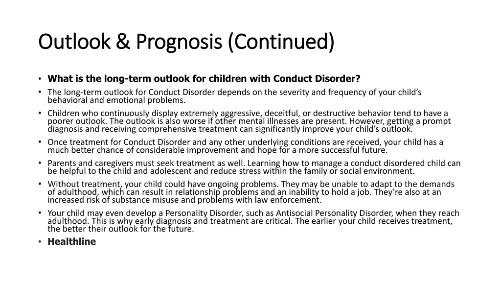 outlook prognosis continued outlook prognosis