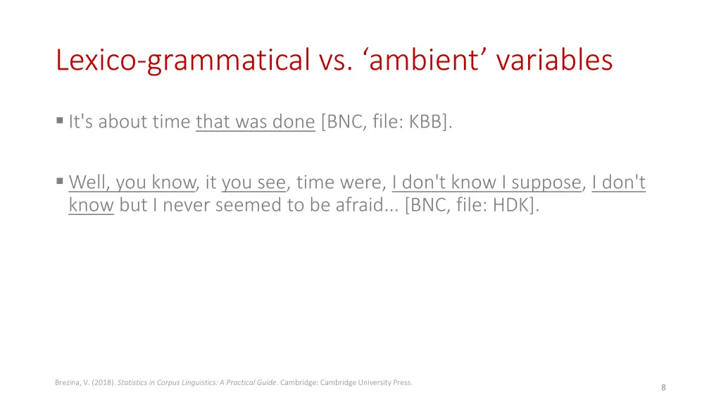 lexico grammatical vs ambient variables