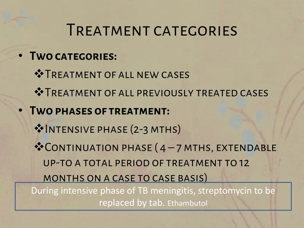 treatment categories