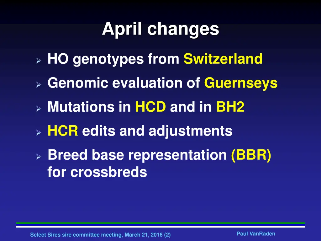 april changes