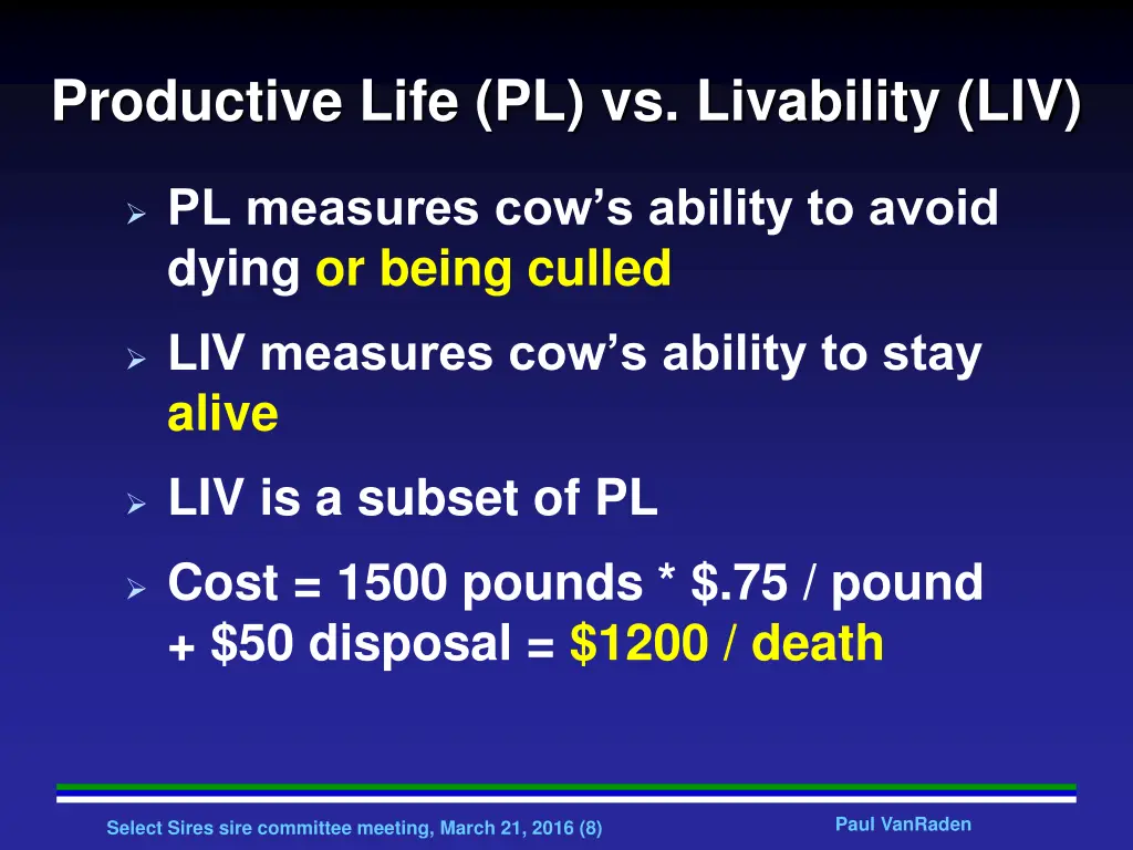 productive life pl vs livability liv