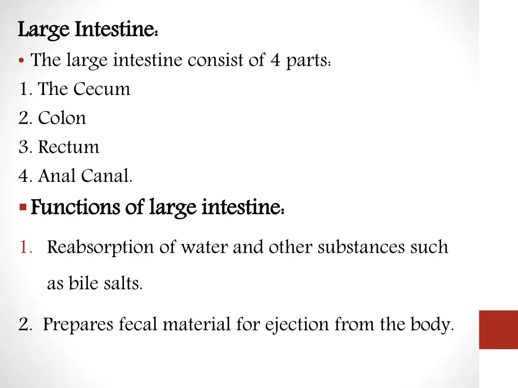 large intestine the large intestine consist
