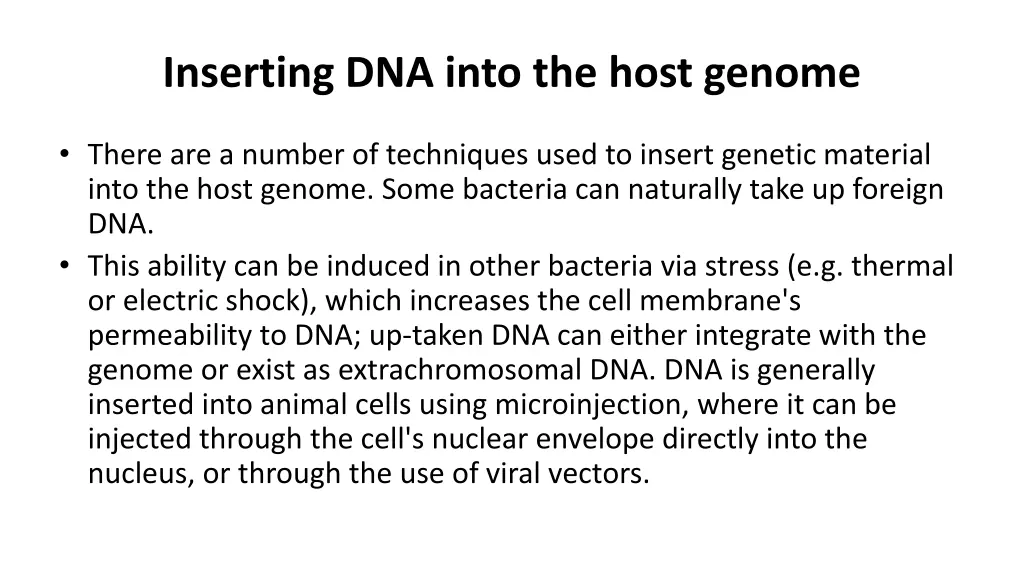 inserting dna into the host genome