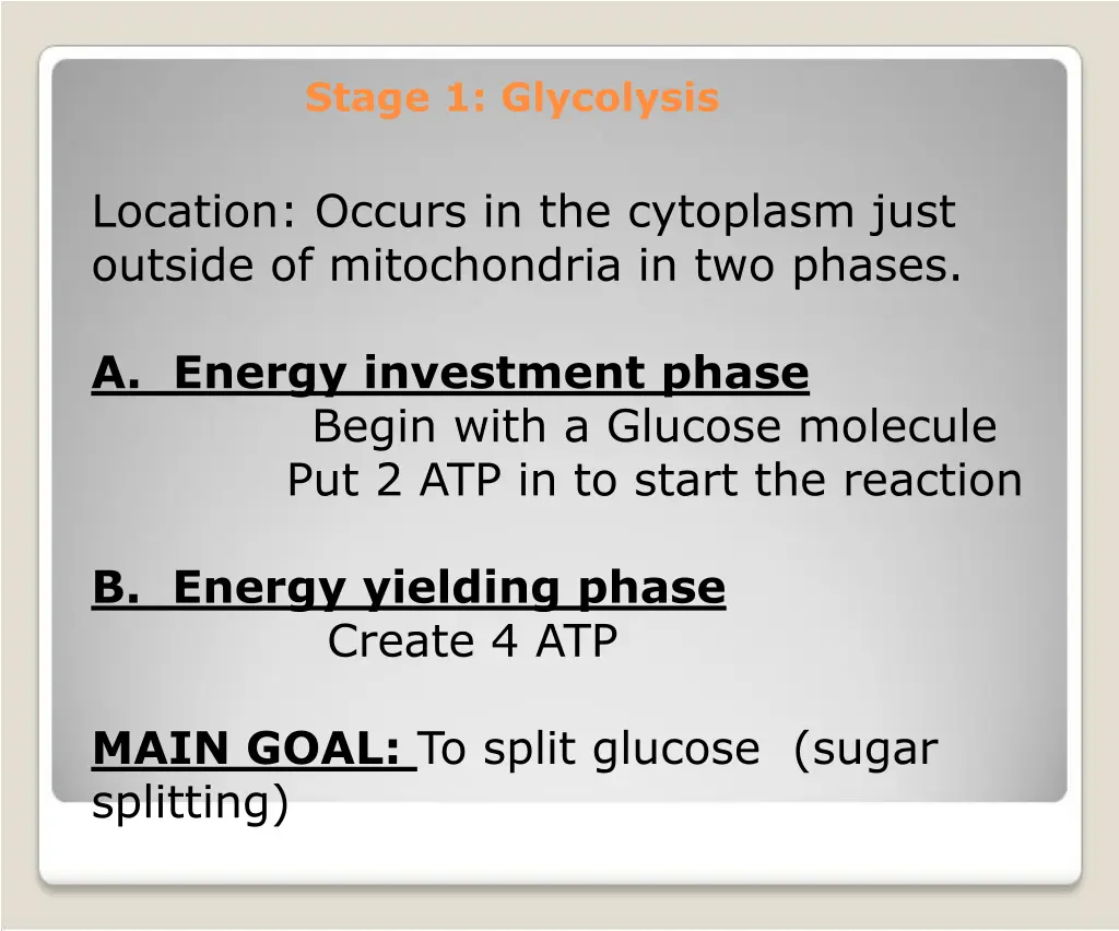 stage 1 glycolysis