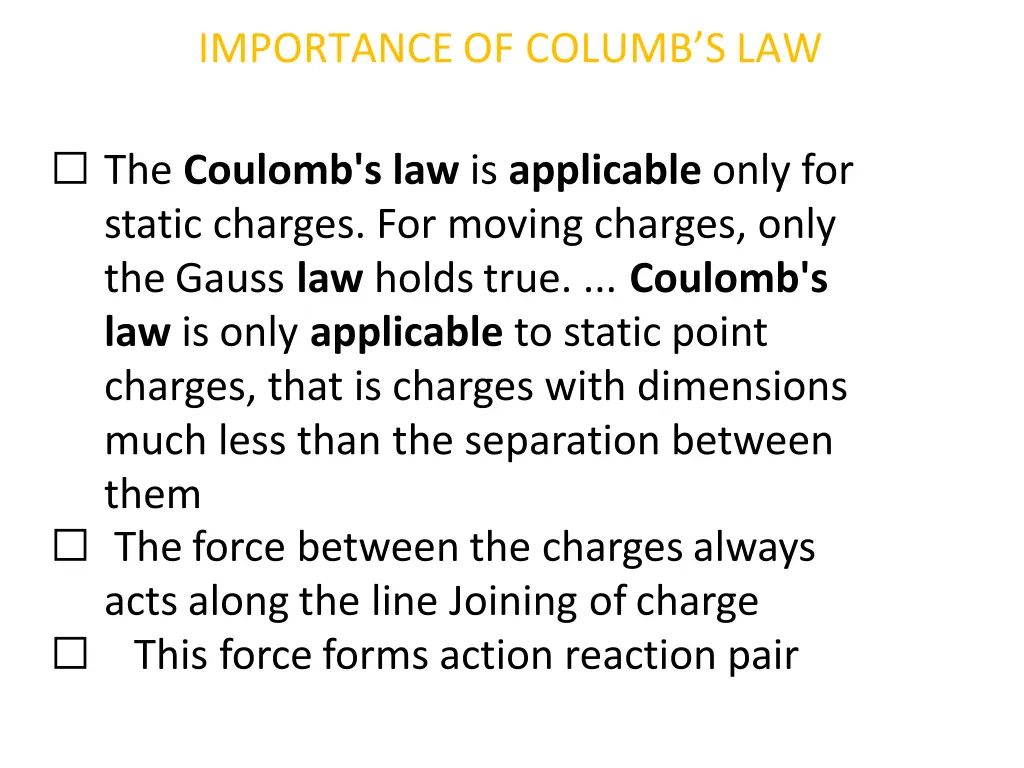 importanceof columb s law