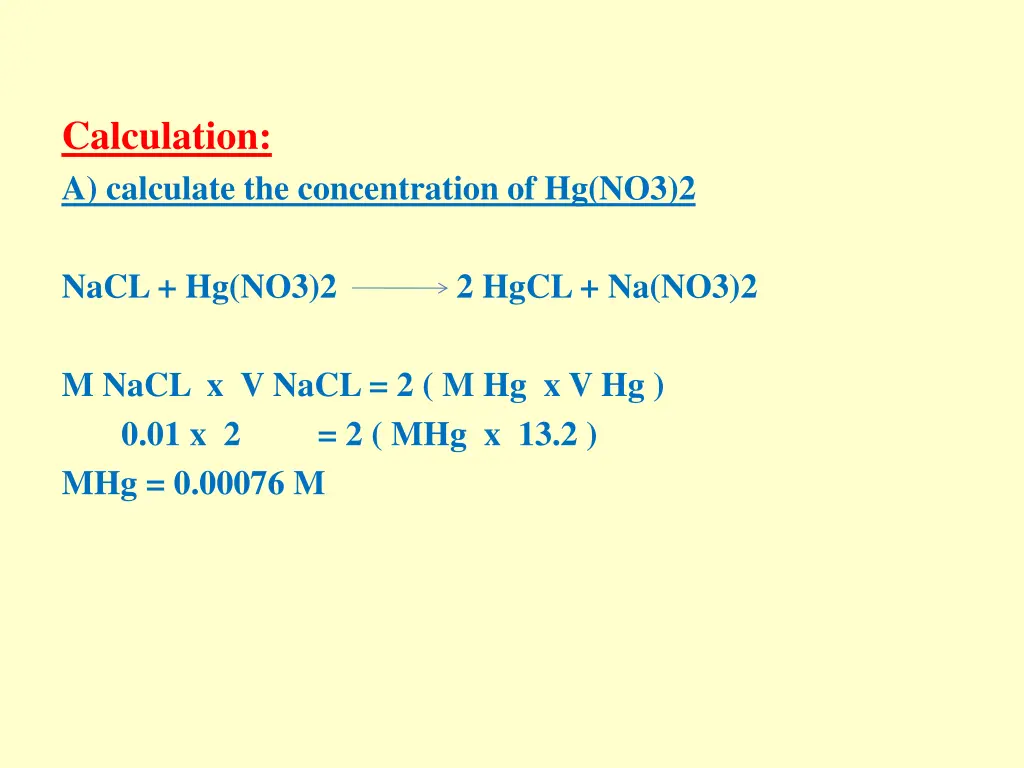 calculation a calculate the concentration