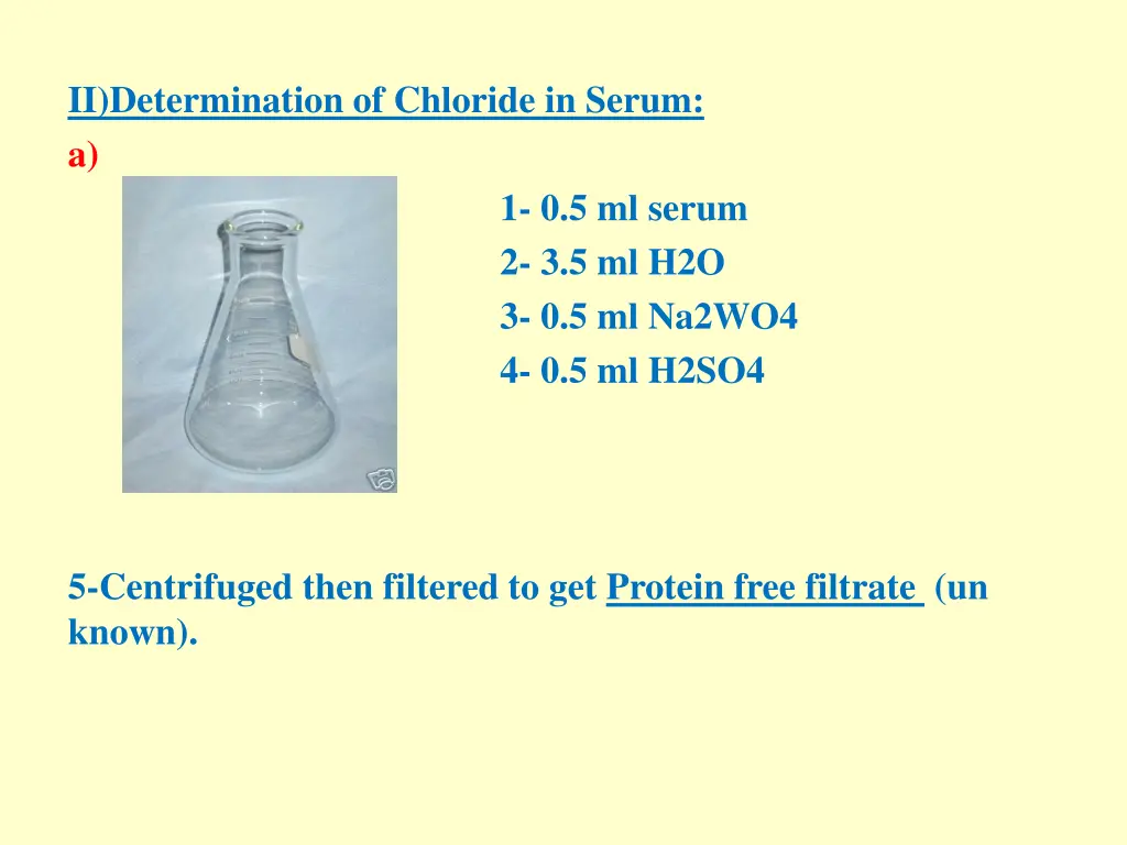 ii determination of chloride in serum a
