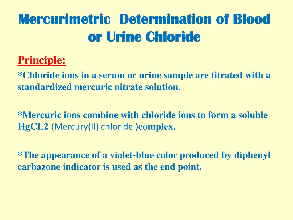 mercurimetric mercurimetric determination
