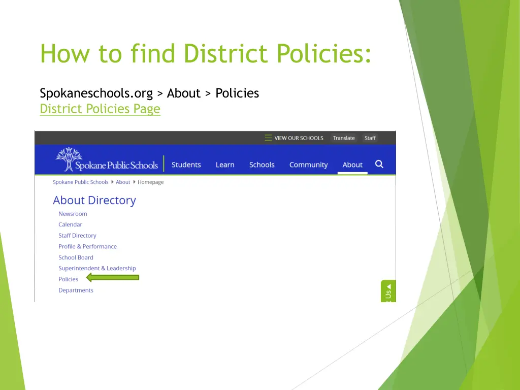 how to find district policies