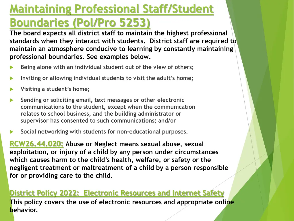 maintaining professional staff student boundaries