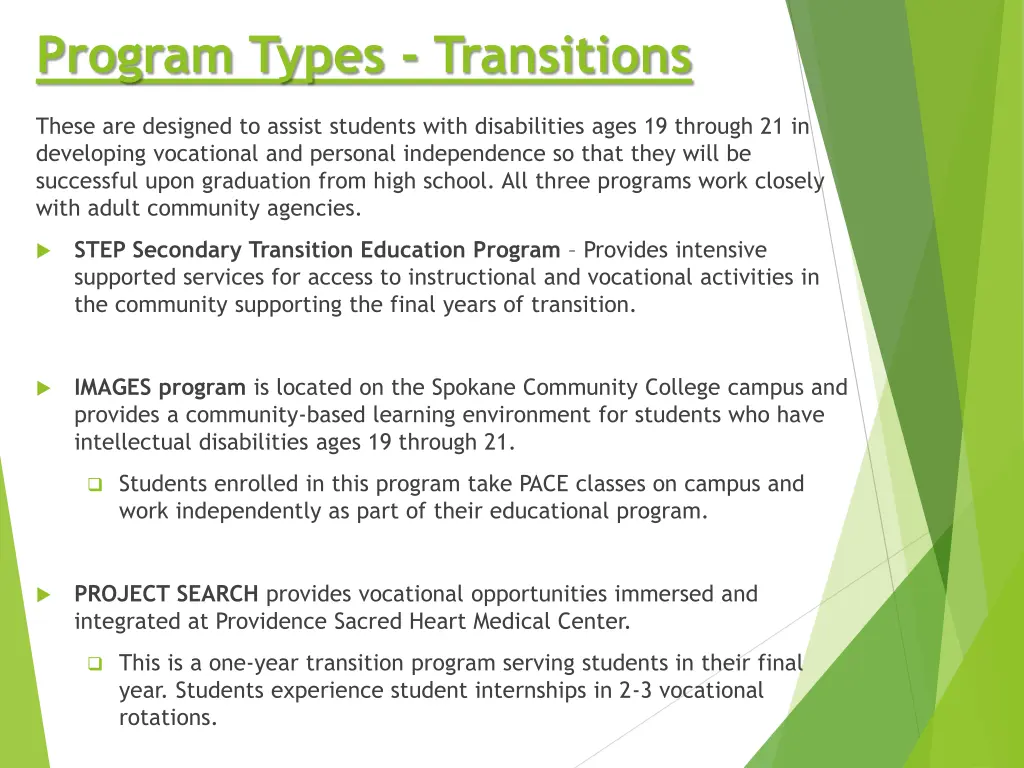 program types transitions