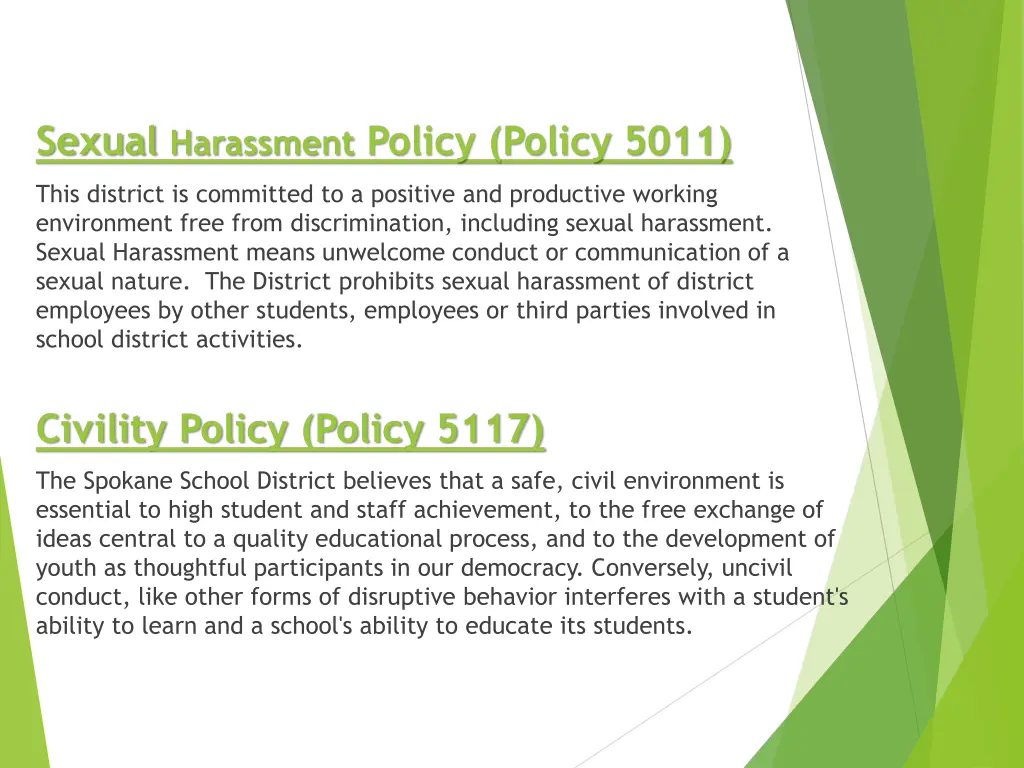 sexual harassment policy policy 5011