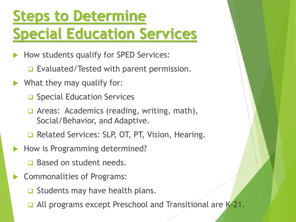 steps to determine special education services