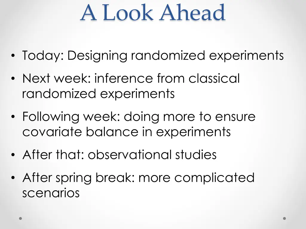 a look ahead