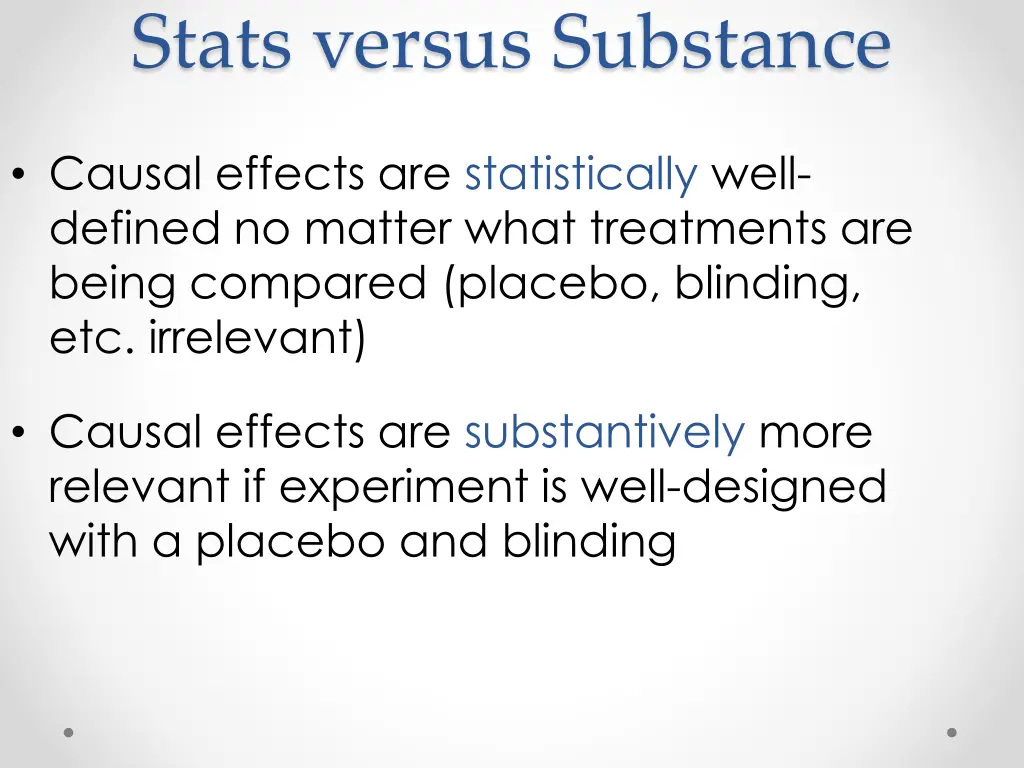 stats versus substance