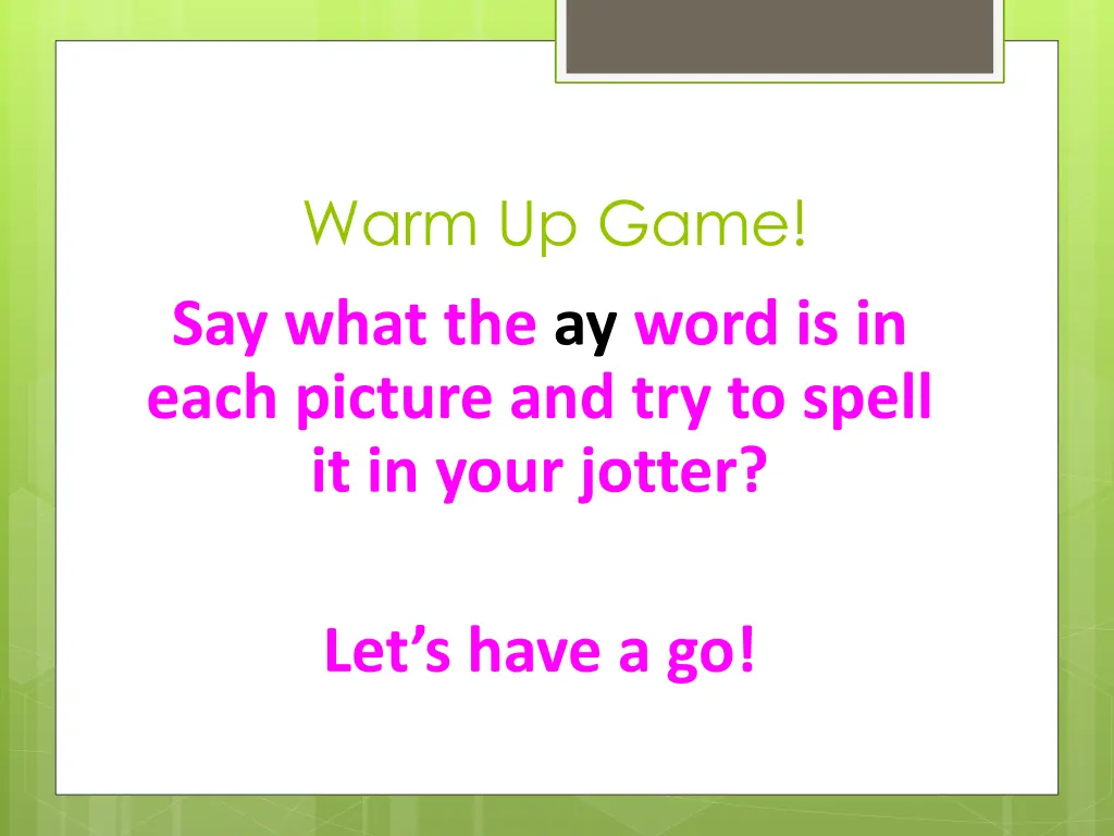warm up game