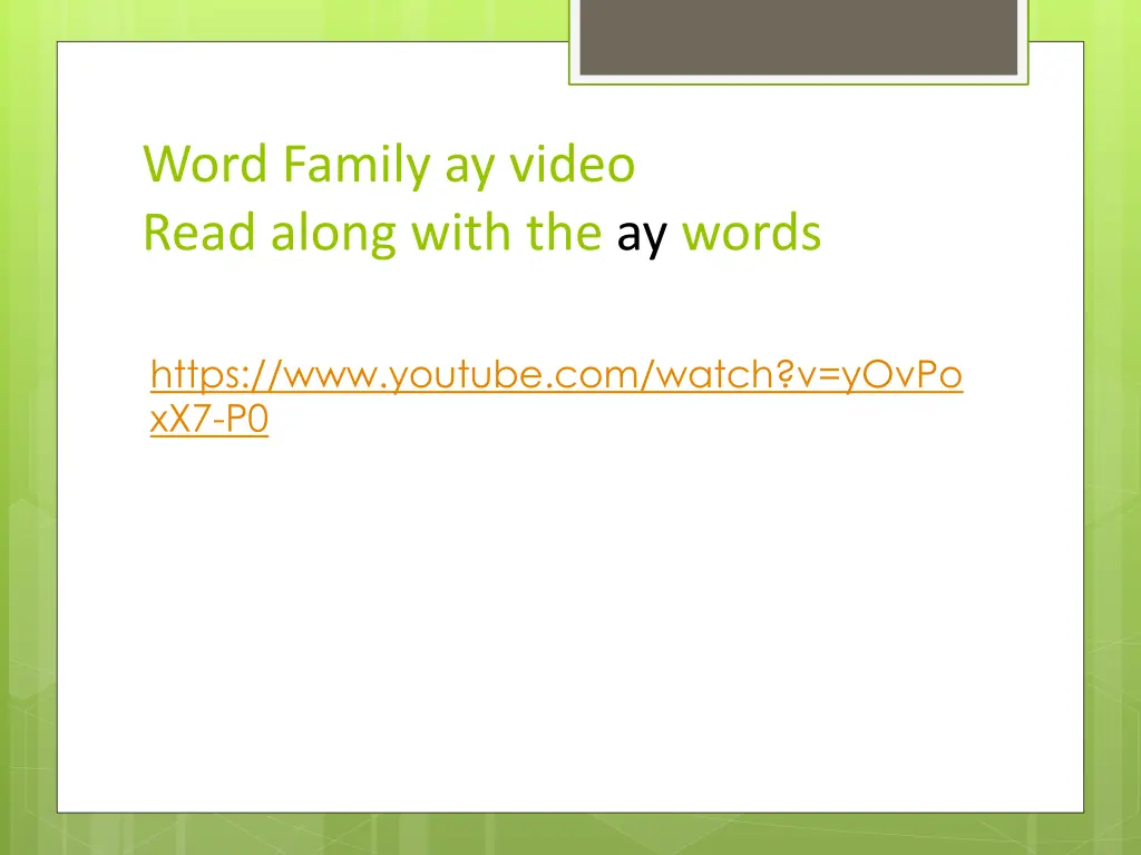 word family ay video read along with the ay words