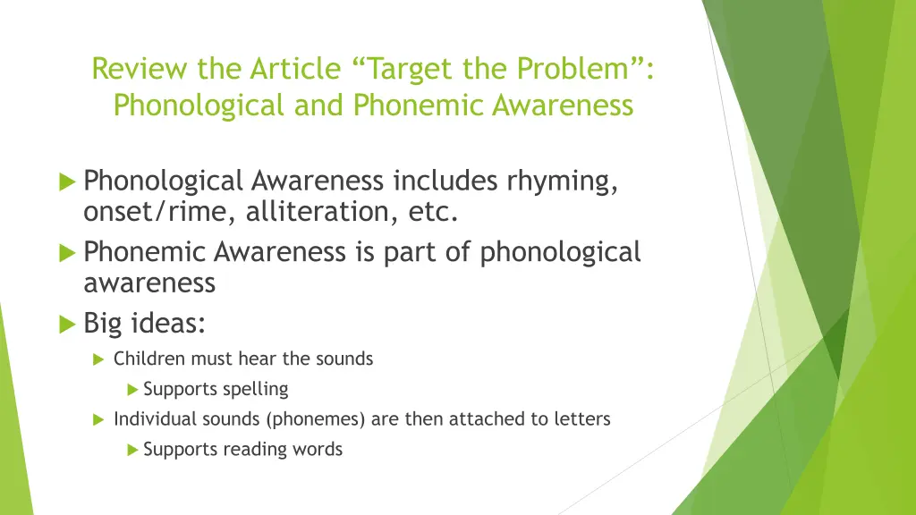 review the article target the problem