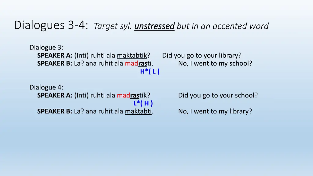 dialogues 3 4 target syl unstressed