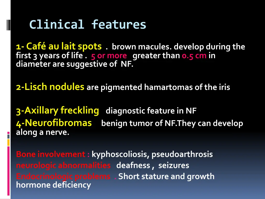clinical features