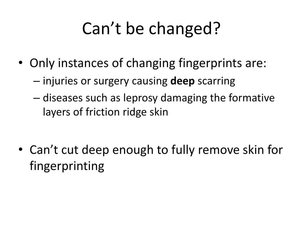 can t be changed