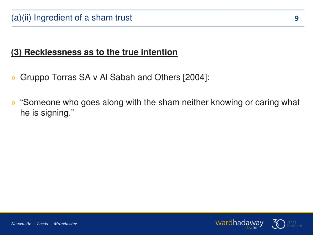 a ii ingredient of a sham trust 1