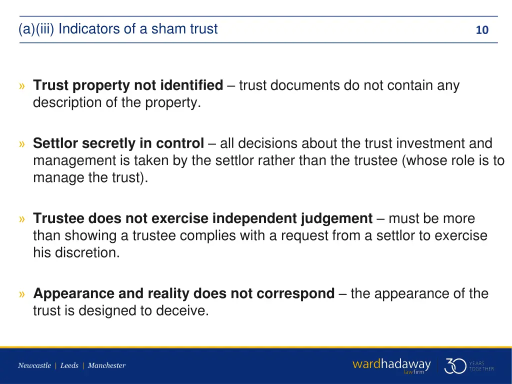 a iii indicators of a sham trust