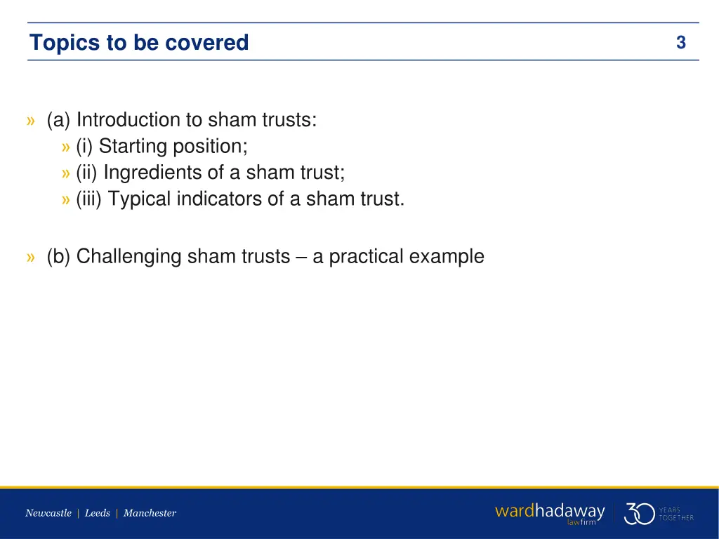 topics to be covered