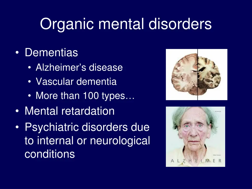 organic mental disorders