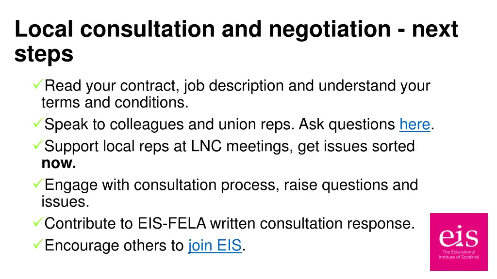 local consultation and negotiation next steps