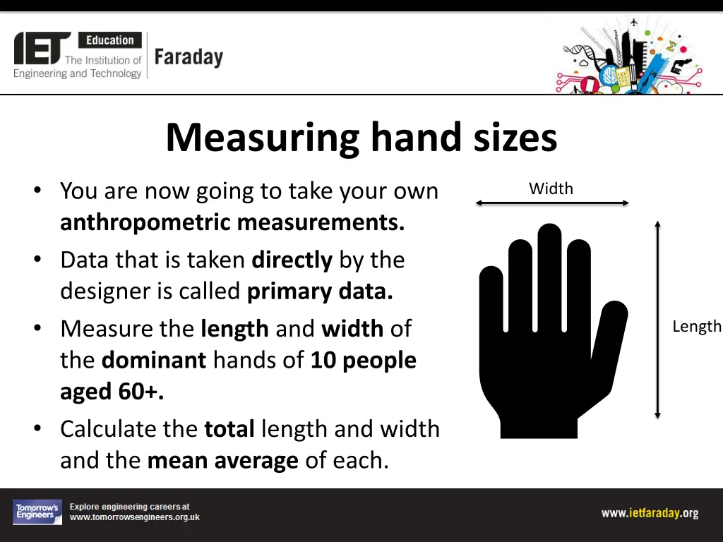 measuring hand sizes