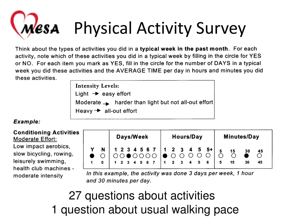 physical activity survey