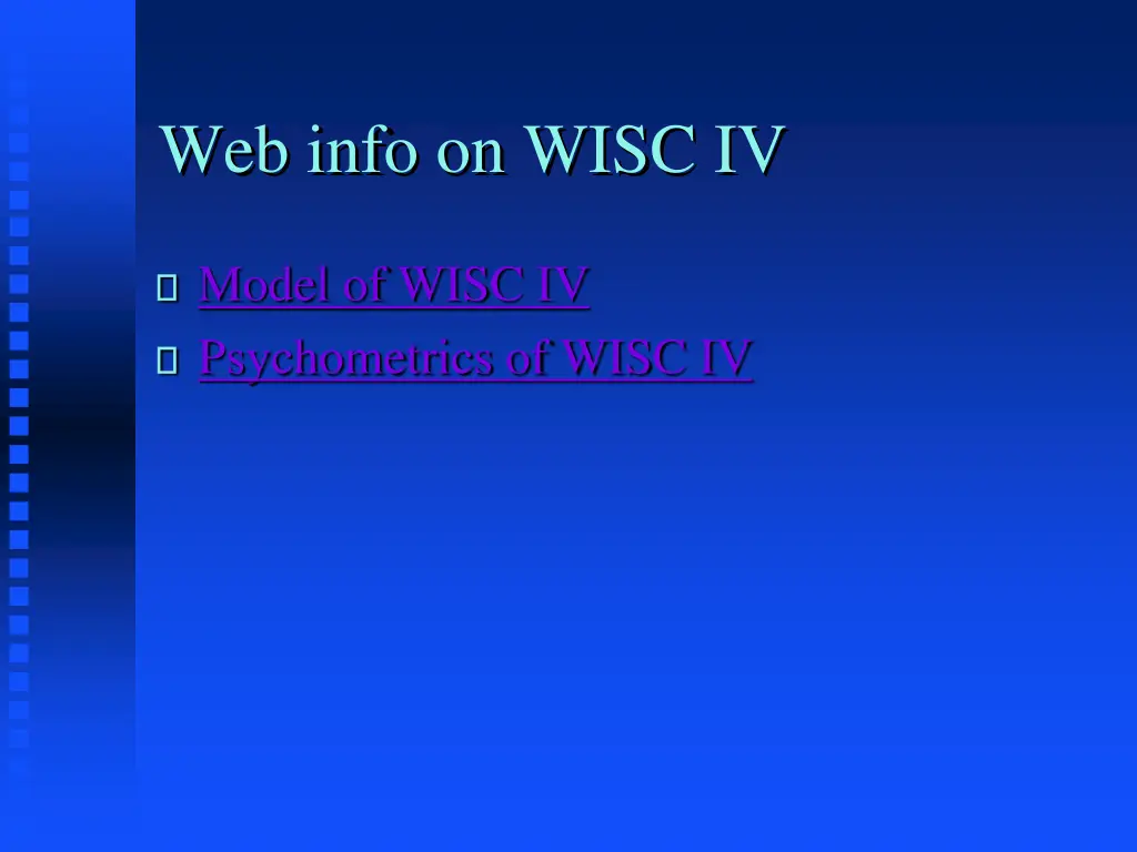 web info on wisc iv