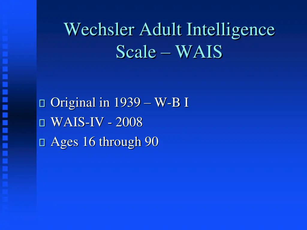 wechsler adult intelligence scale wais