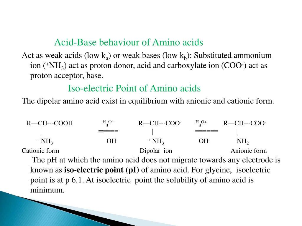 acid base behaviour of amino acids act as weak