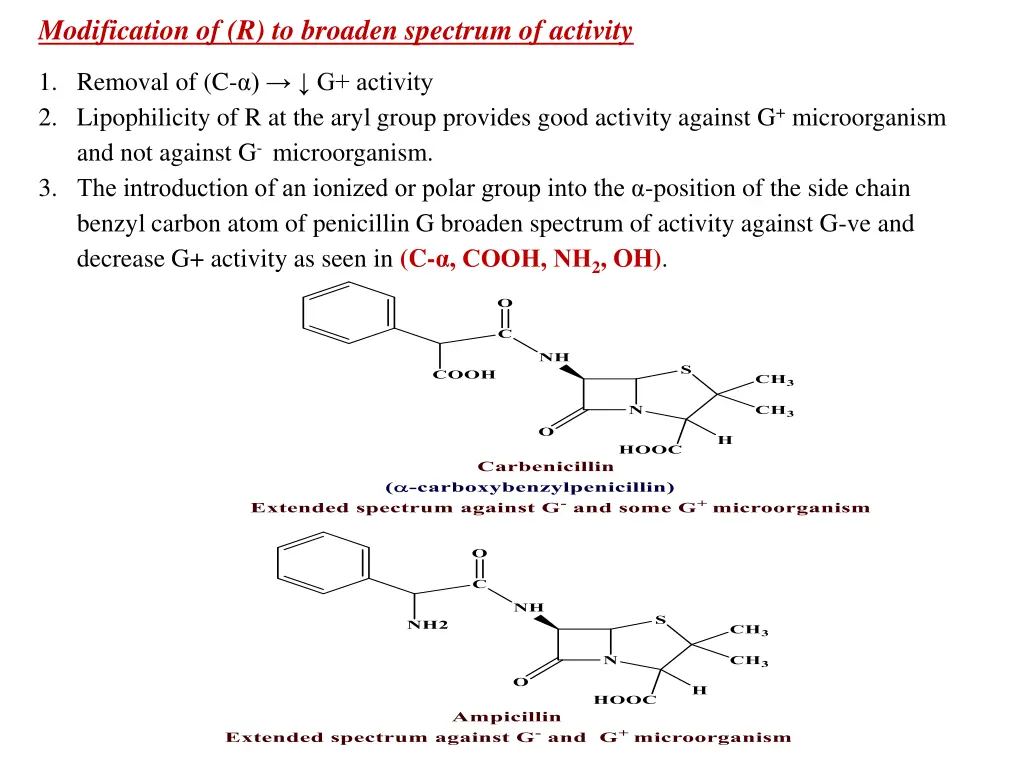 modification of r to broaden spectrum of activity