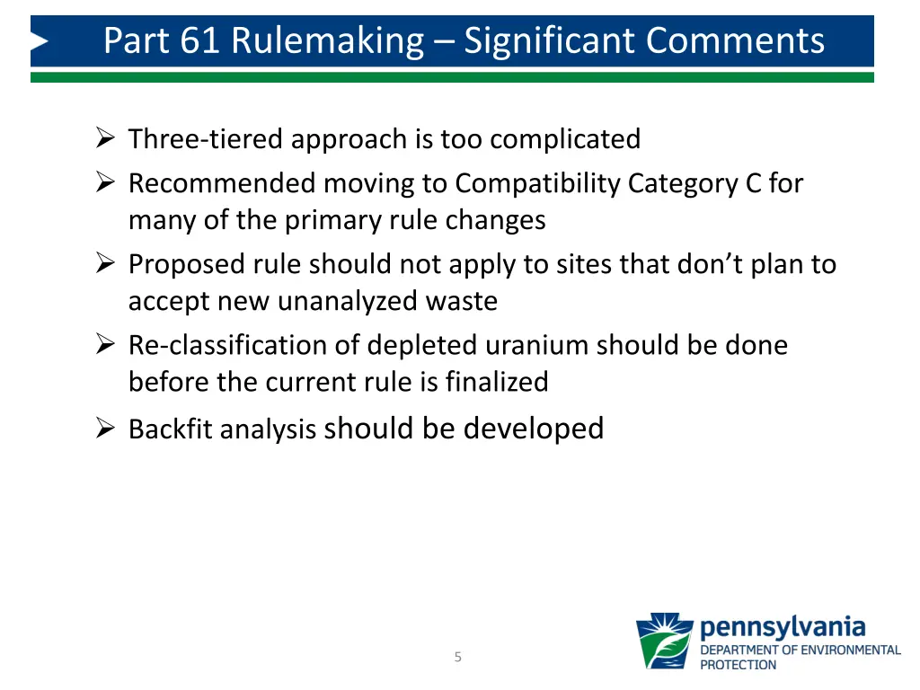 part 61 rulemaking significant comments