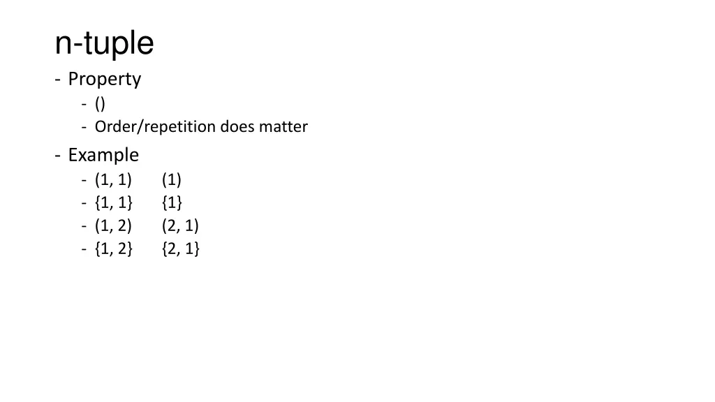 n tuple property order repetition does matter