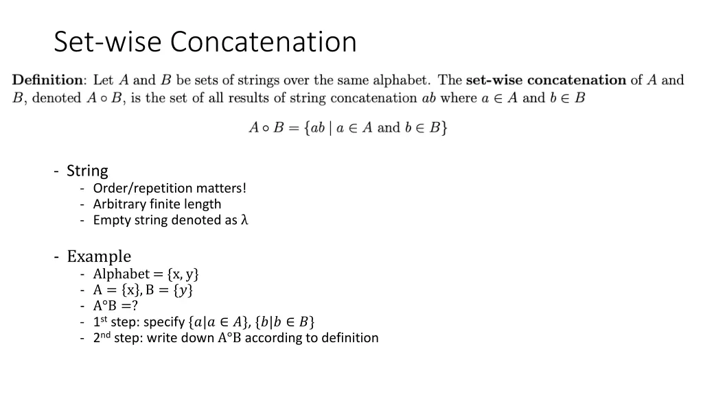 set wise concatenation