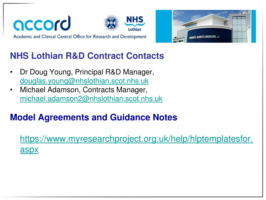 nhs lothian r d contract contacts