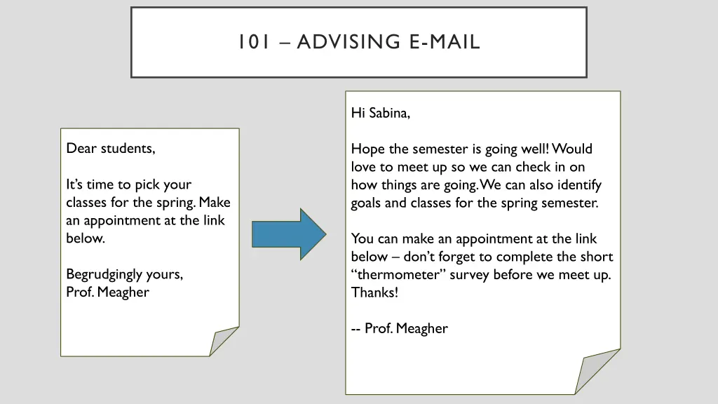 101 advising e mail