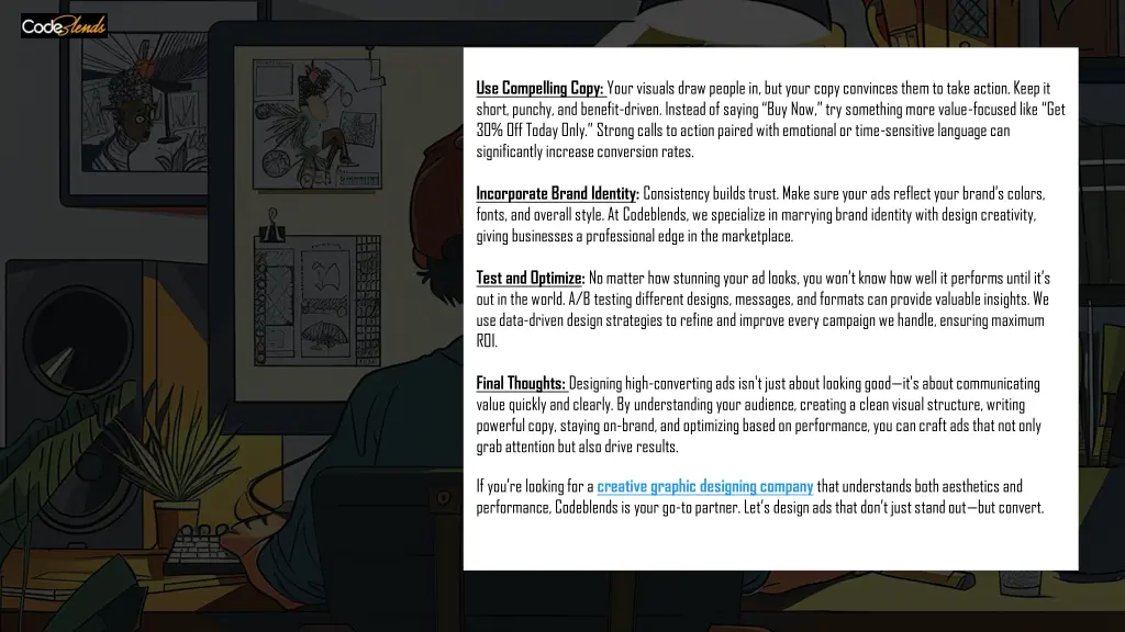use compelling copy your visuals draw people