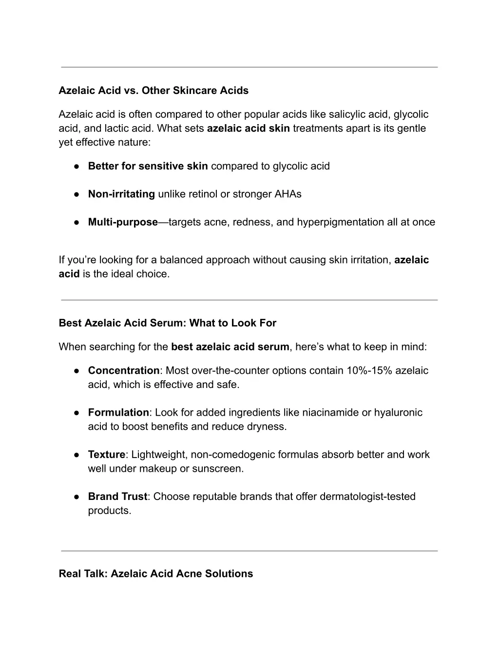 azelaic acid vs other skincare acids