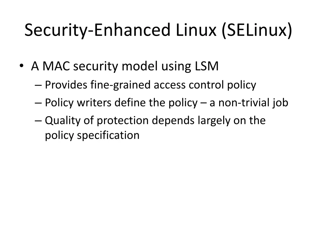security enhanced linux selinux