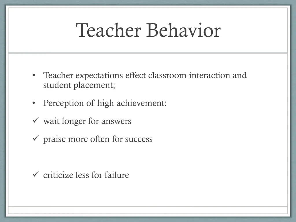teacher behavior