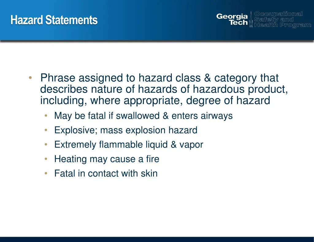 hazard statements