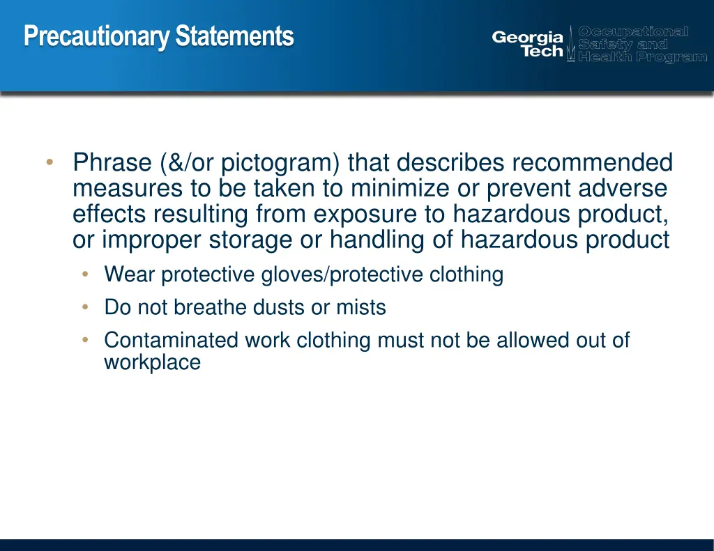 precautionary statements