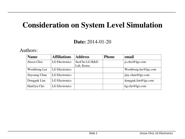 consideration on system level simulation