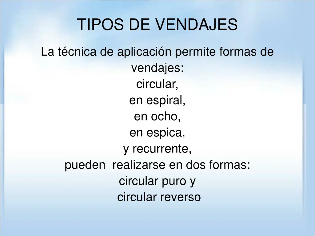 tipos de vendajes